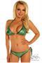 Green Glitter Pucker Back Bikini w/Rhinestones