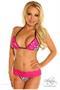 Zebra Pucker Back Bikini with Pink Lace Trim