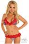 Nautical Lace Trimmed Pucker Back Bikini