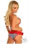 Nautical Lace Trimmed Pucker Back Bikini