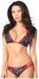 Pin Up Cherry Print Pucker Back Strappy Bikini