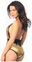 Metallic Gold One-Piece Pucker Back Swimsuit w/Removable Belt