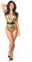 Metallic Gold One-Piece Pucker Back Swimsuit w/Removable Belt