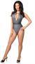 Gray Glitter Striped One-Piece Pucker Back Swimsuit w/Removable Belt