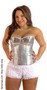 Plus Size Silver Sequin Underwire Zipper Corset
