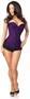 Lavish Dark Purple Lace Overbust Corset w/Zipper
