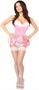Lavish Pink Satin Corset w/Removable Snap on Skirt