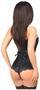 Lavish Black Satin Overbust Corset w/Busk Closure