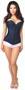 Lavish Navy Blue Lace Overbust Corset w/Zipper