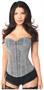 Lavish Silver Glitter Front Zipper Corset