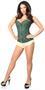 Lavish Dark Green Lace Overbust Corset w/Zipper