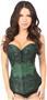 Lavish Dark Green Brocade w/Black Eyelash Lace Overbust Corset