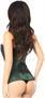 Lavish Dark Green Brocade w/Black Eyelash Lace Overbust Corset