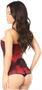 Lavish Dark Red Brocade w/Black Eyelash Lace Overbust Corset