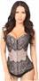 Lavish Gunmetal Brocade w/Black Eyelash Lace Overbust Corset