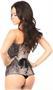 Lavish Gunmetal Brocade w/Black Eyelash Lace Overbust Corset