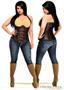 Steel Boned Distressed Faux Leather Underbust Corset Top