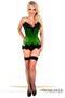 Top Drawer Emerald Satin Steel Boned Beaded Corset