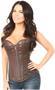 Top Drawer Distressed Brown Faux Leather Steel Boned Corset