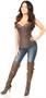 Top Drawer Distressed Brown Faux Leather Steel Boned Corset
