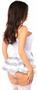 Top Drawer White/Silver Satin and Sequin Steel Boned Corset w/Removable Snap Skirt