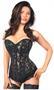 Top Drawer Black Lace Steel Boned Corset w/Rhinestones