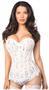 Top Drawer White Lace Steel Boned Corset w/Rhinestones