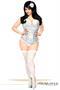 Top Drawer Silver Sequin Steel Boned Corset