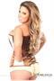 Top Drawer Ivory/Brown Steel Boned Corset w/Clasp Closure