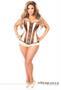 Top Drawer Ivory/Brown Steel Boned Corset w/Clasp Closure