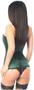 Top Drawer Dark Green Brocade Steel Boned Corset w/Clasp Closure