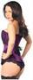 Top Drawer Plum Brocade Steel Boned Corset w/Black Eyelash Lace