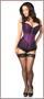 Top Drawer Plum Brocade Steel Boned Corset w/Black Eyelash Lace