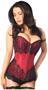 Top Drawer Wine Brocade Steel Boned Corset w/Black Eyelash Lace