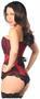 Top Drawer Wine Brocade Steel Boned Corset w/Black Eyelash Lace