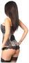 Top Drawer Gunmetal Brocade Steel Boned Corset w/Black Eyelash Lace