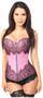 Top Drawer Pink Brocade Steel Boned Corset w/Black Eyelash Lace