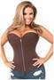 Top Drawer Dark Brown Cotton Steel Boned Overbust Corset w/Zipper