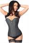 Top Drawer Denim Black Steel Boned Overbust Corset w/Zipper
