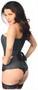 Top Drawer Denim Black Steel Boned Overbust Corset w/Zipper