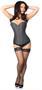 Top Drawer Denim Black Steel Boned Overbust Corset w/Zipper