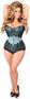 Top Drawer Lt Blue Brocade Steel Boned Corset w/Black Eyelash Lace
