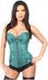 Top Drawer Two-Tone Turquoise Brocade Steel Boned Overbust Corset