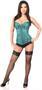 Top Drawer Two-Tone Turquoise Brocade Steel Boned Overbust Corset