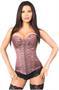 Top Drawer Two-Tone Pink Brocade Steel Boned Overbust Corset