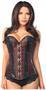 Top Drawer Brown Brocade and Faux Leather Steel Boned Corset