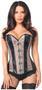 Top Drawer Gunmetal Brocade and Faux Leather Steel Boned Corset
