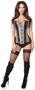 Top Drawer Gunmetal Brocade and Faux Leather Steel Boned Corset