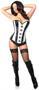 Top Drawer White Brocade and Faux Leather Steel Boned Corset