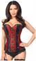 Top Drawer Two-Tone Wine Brocade and Faux Leather Steel Boned Corset